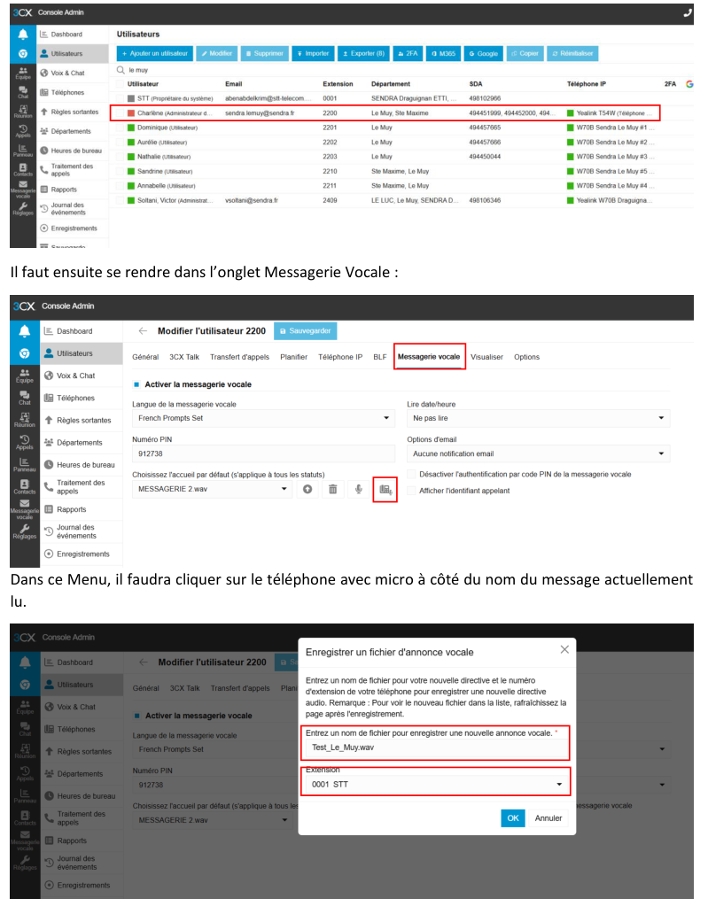 Accès aux messages vocaux