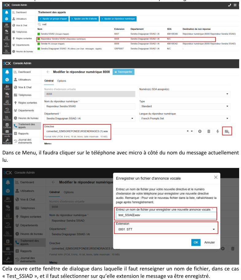 Édition du répondeur numérique