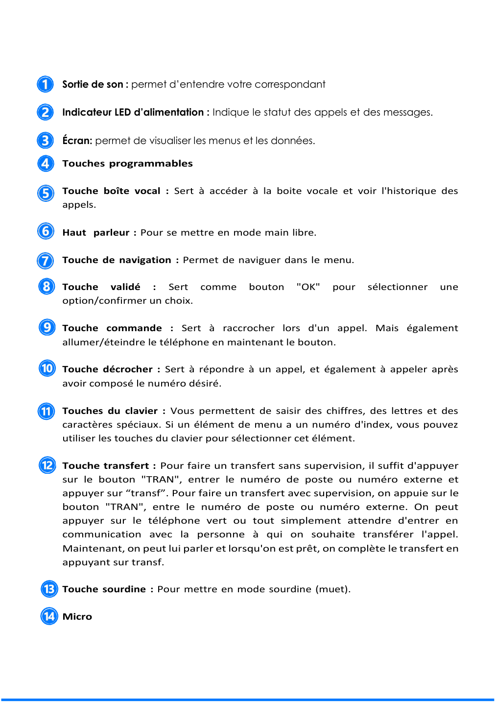 Commandes principales